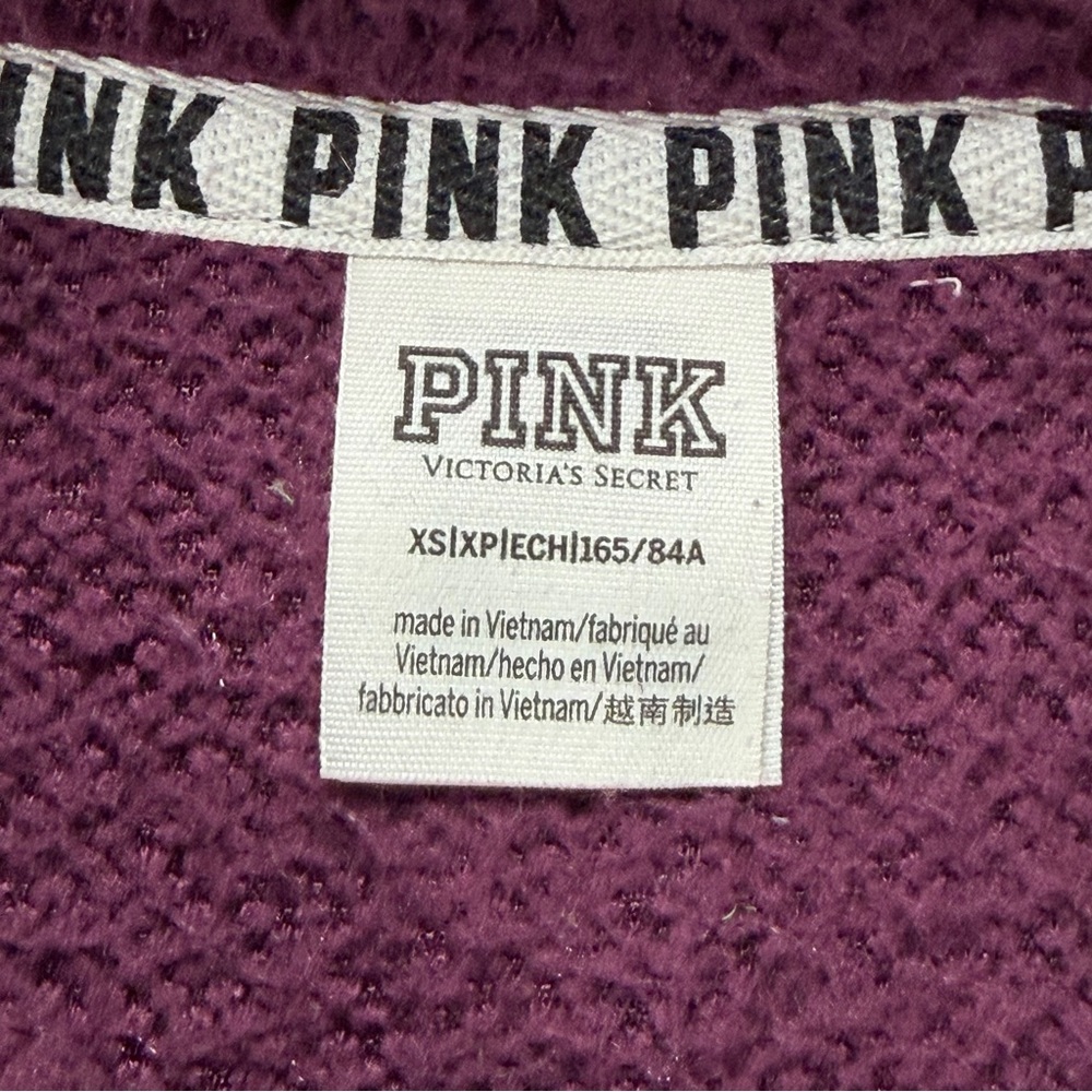 Victoria's Secret PINK Sweatshirt Womens XS Purple Sherpa 1/4 Zip Pullover - Picture 5 of 11